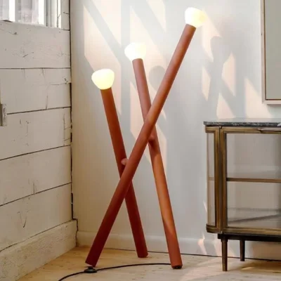 lampadaire trépied bois